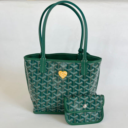 Goyard Green Anjou Mini Tote Bag Silver Hardware