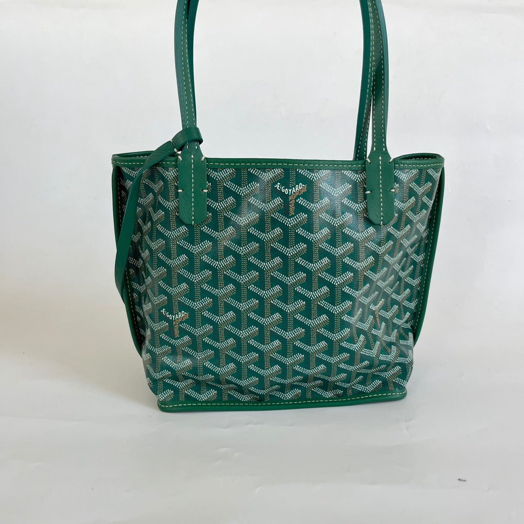 Goyard Green Anjou Mini Tote Bag Silver Hardware