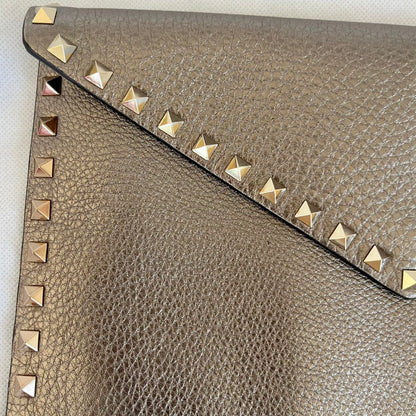 Valentino Metallic Bronze Rockstud Envelop Clutch