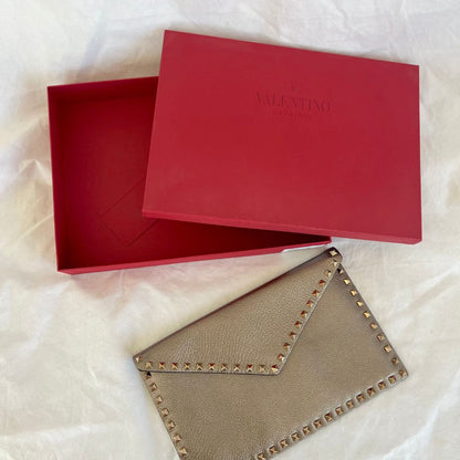 Valentino Metallic Bronze Rockstud Envelop Clutch