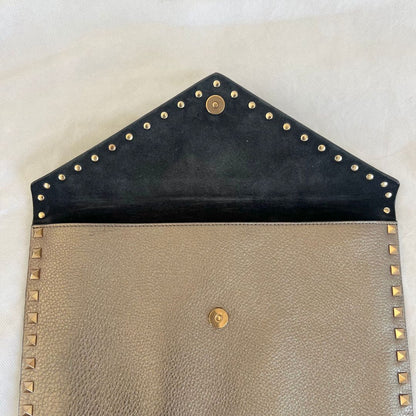Valentino Metallic Bronze Rockstud Envelop Clutch