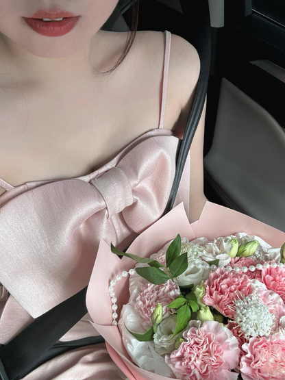 Simple Pink Satin A Line Vacation Dress Birthday Dress Homecoming Dress  S320