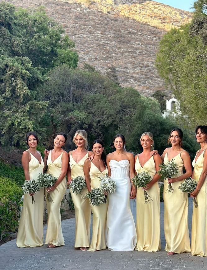 Simple Sheath Spaghetti Strap Light Yellow Satin Long Bridesmaid Dress Evening Dress SH3202