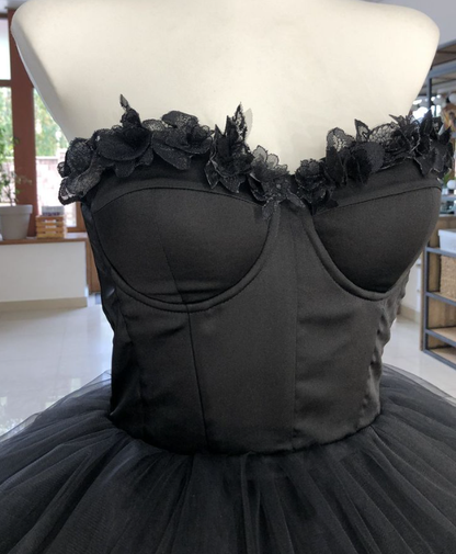 Elegant Sweetheart Black Corset Tulle Short Party Dress Birthday Dress S224