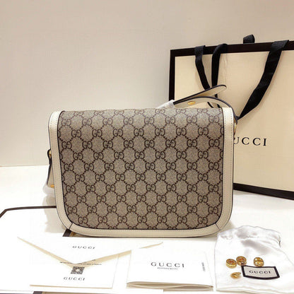 GUCCI Horsebit 1955 Shoulder Bag 602204 White
