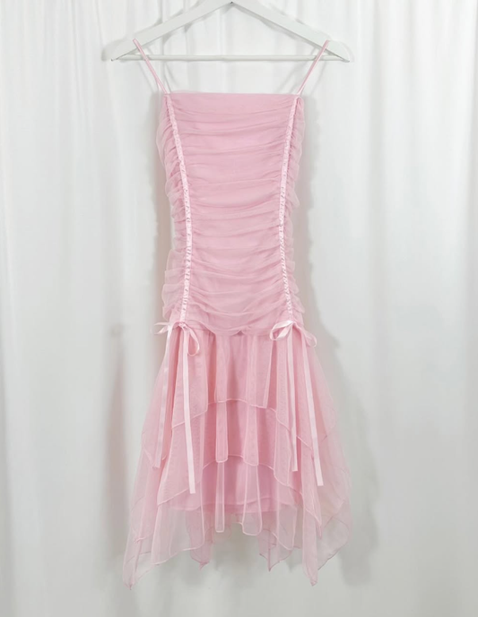 Pink Layered Tulle Pleated Short Homecoming Dress Birthday Dress Outfits SH3539