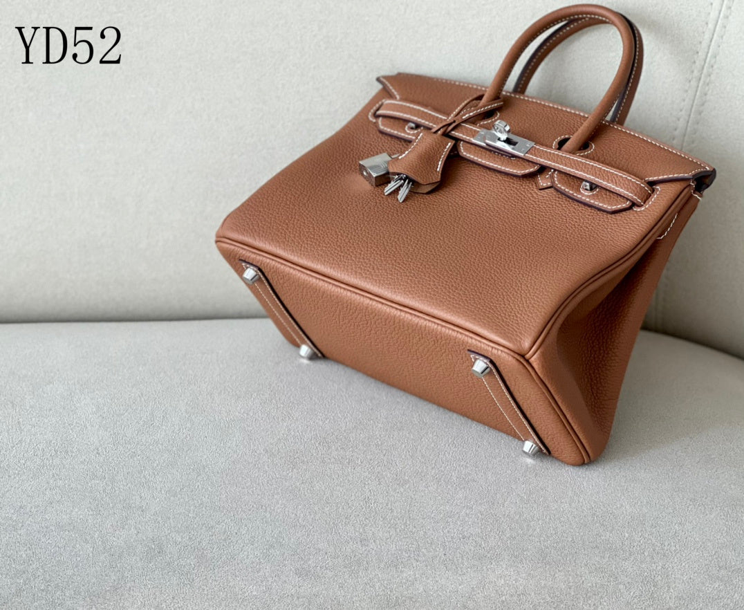 H BIRKIN 25 TOGO BROWN SILVER HARDWARE 25CM