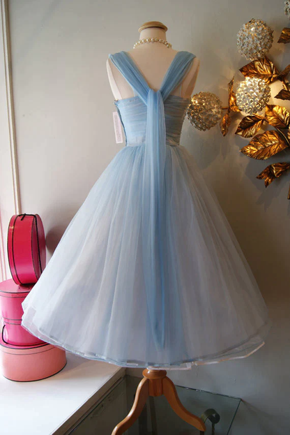 Vintage Blue Homecoming Dressï¼_legant Prom Dress SH644