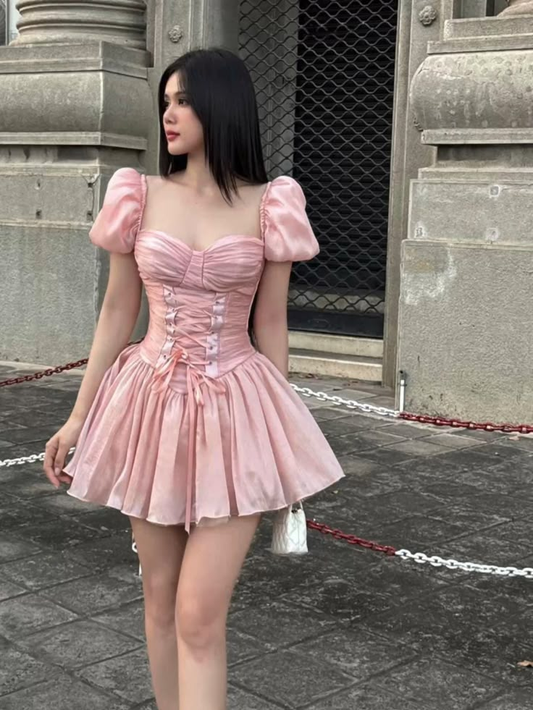 Sweet Pink Sweetheart Neck A Line Homecoming Dress Birthday Outfits S444