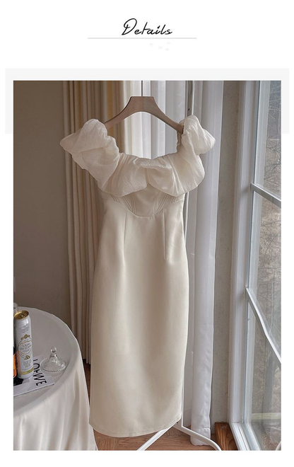 Off Shoulder Black Fashion Outfits Elegant Midi Bodycon Prom Dress  SH1220