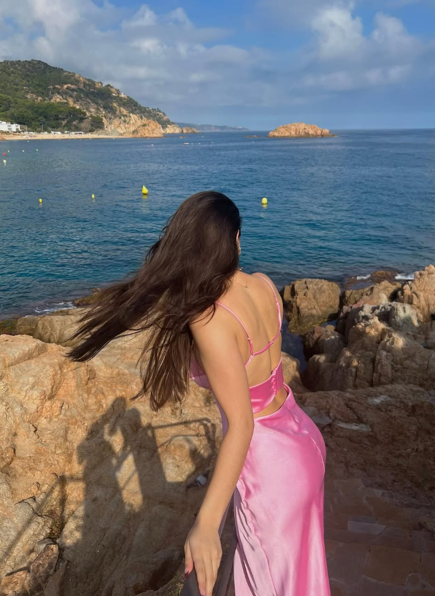 Pink Spaghetti Strap Long Prom Dress SH865