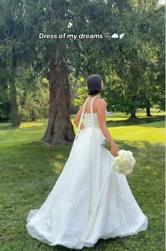 Simple Ball Gown Spaghetti Straps White Satin Long Wedding Dresses Bridal Dress SD2389