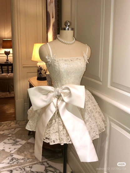 Elegant Ivory Lace Mini Homecoming Dress Princess Prom Dress  S196