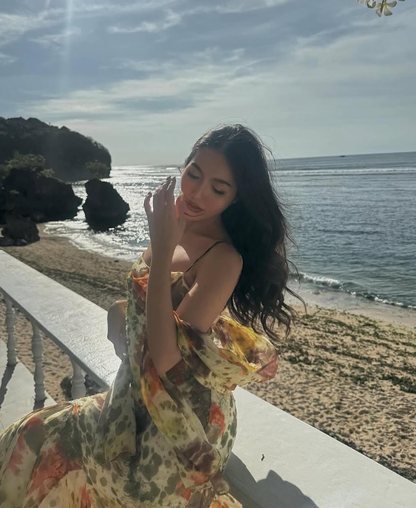 Vintage Mermaid Spaghetti Strap Beaded Ruffle Chiffon Long Prom Dress Evening Dress SH2059