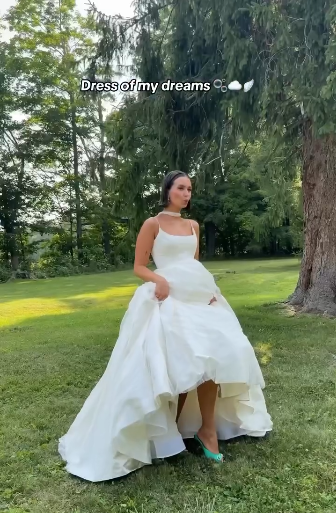 Simple Ball Gown Spaghetti Straps White Satin Long Wedding Dresses Bridal Dress SD2389