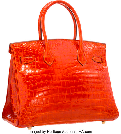 H A SHINY ORANGE POROSUS CROCODILE BIRKIN 30 GOLD HARDWARE ORANGE 30CM
