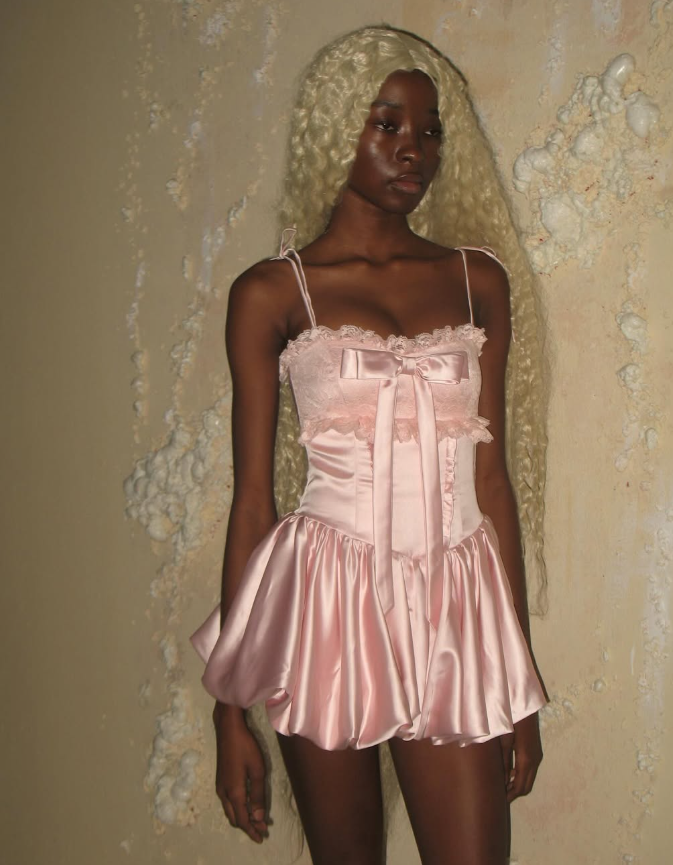 Cute Pink A Line Spaghetti Strap Lace Satin Short Homecoming Dress Birthday Dress with Bow SH3788