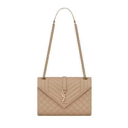 Saint Laurent ENVELOPE MEDIUM IN QUILTED GRAIN DE POUDRE EMBOSSED LEATHER