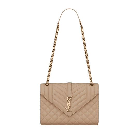 Saint Laurent ENVELOPE MEDIUM IN QUILTED GRAIN DE POUDRE EMBOSSED LEATHER