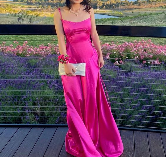 Hot Pink Elegant A-Line Long Prom Dress Trendy Evening Dress SH1462