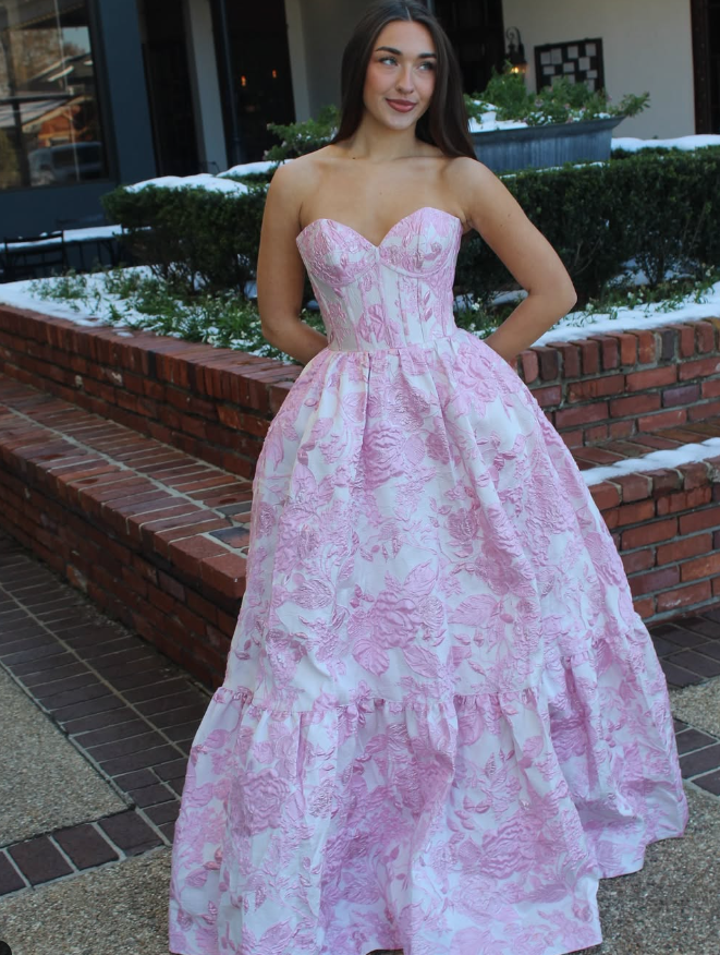 Pink A Line Sweetheart Neck Corset Satin Long Prom Dress Evening Dress SH1953