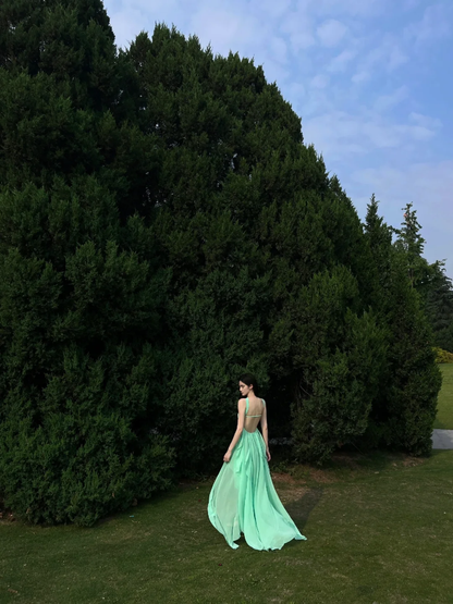Romantic A Line Sweetheart Neck Ruffle Green Chiffon Party Dress Birthday Dress SH2913