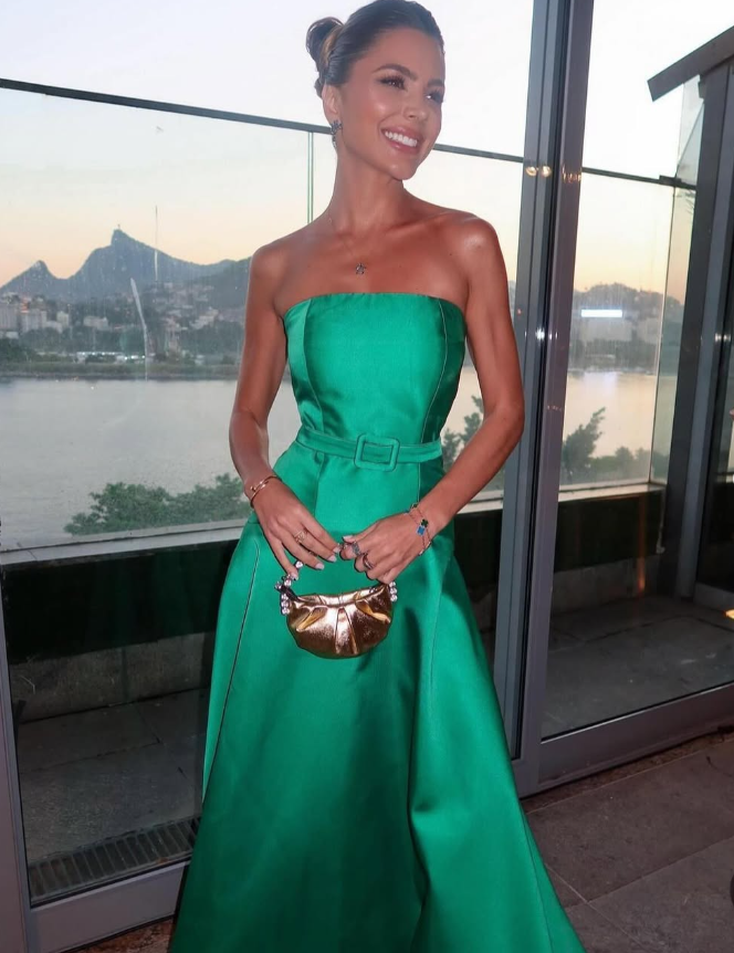 Elegant A Line Strapless Green Satin Long Prom Dress Evening Dress SH2072