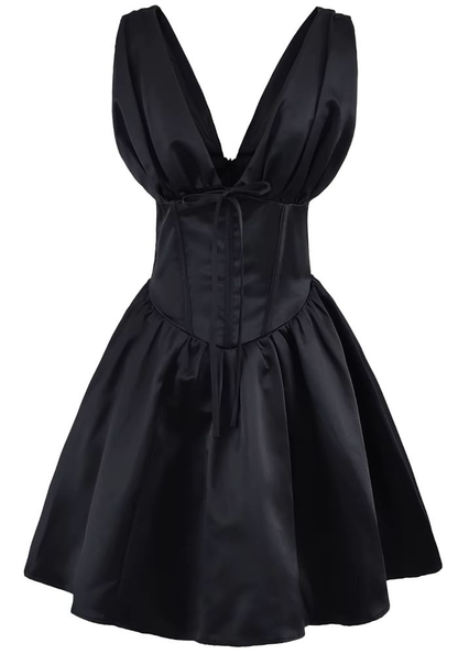 Sexy Black V Neck A Line Homecoming Dress Mini Cocktail Dress S509