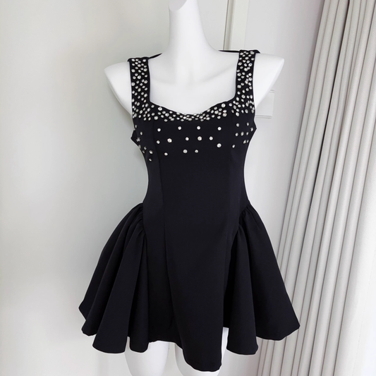 Black A Line Sleeveless Short Birthday Dress Cocktail Dress S220