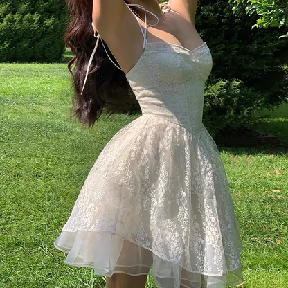 Sweet White Lace Princess Prom Dress,Homecoming Dress SH604