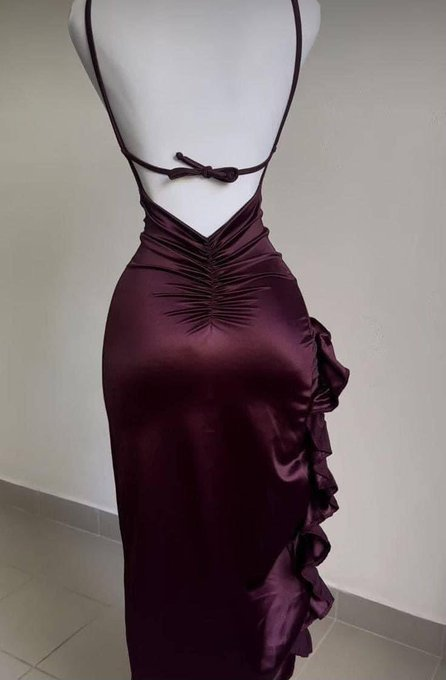 Sexy Sheath Halter Slit Ruffles Prom Dress Evening DressSH1400