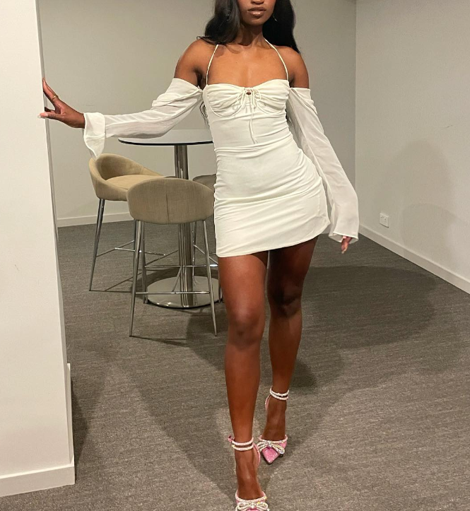 Sexy Birthday Dress Short Bodycon White Long Chiffon Prom Dress SH1312