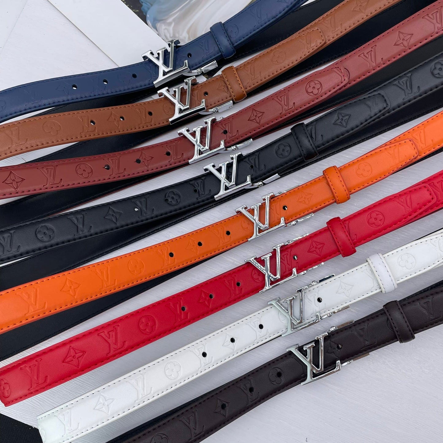 LOUIS VUITTON INITIALES LEATHER BELT MONOGRAM ORANGE 25MM