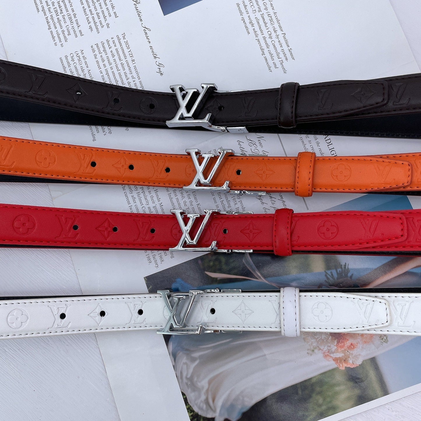 LOUIS VUITTON INITIALES LEATHER BELT MONOGRAM ORANGE 25MM