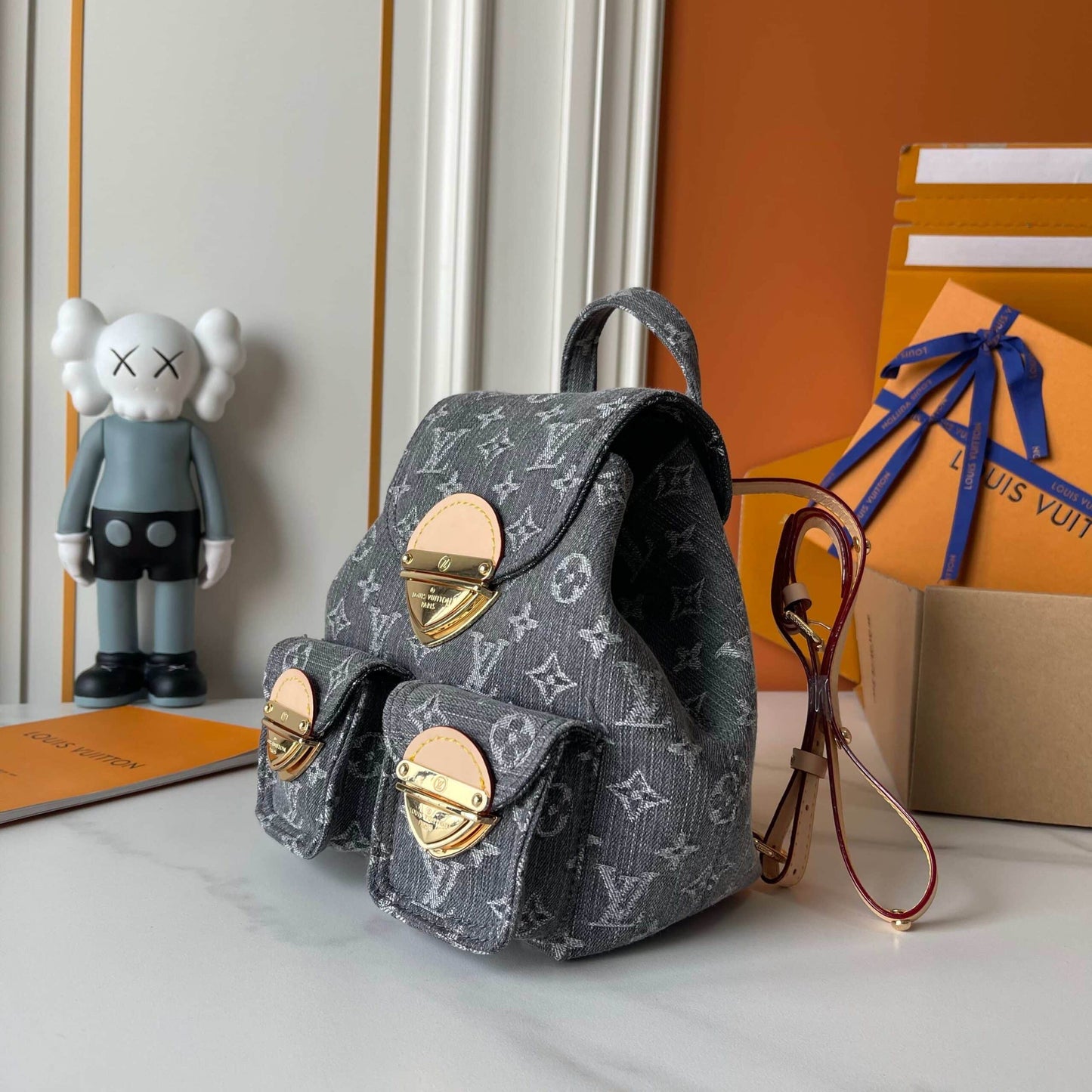 LOUIS VUITTON VENICE BACKPACK DENIM BLACK 24CM