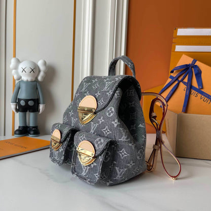 LOUIS VUITTON VENICE BACKPACK DENIM BLACK 24CM
