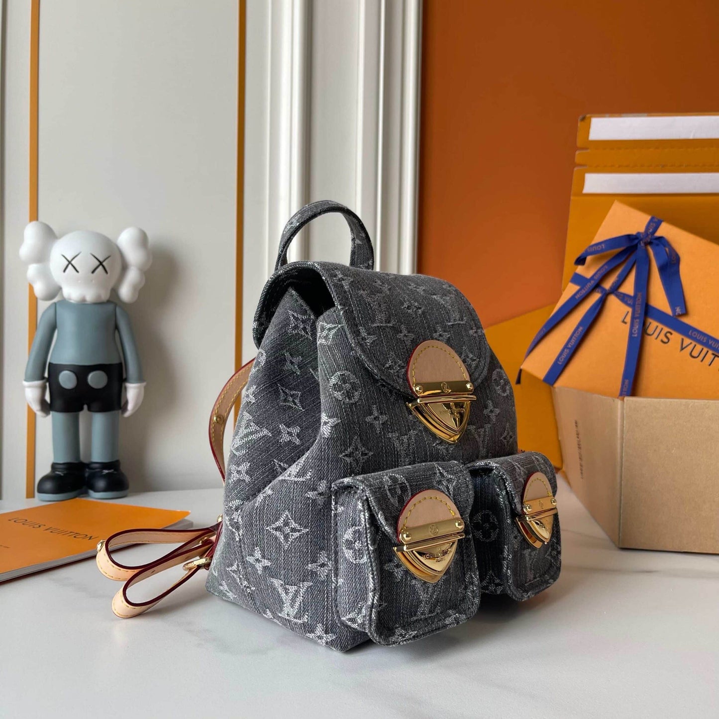 LOUIS VUITTON VENICE BACKPACK DENIM BLACK 24CM