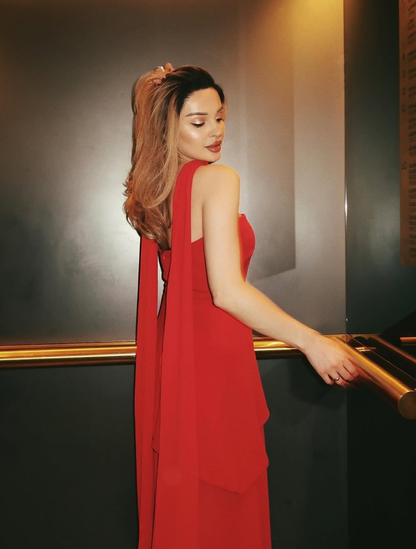 White Flowy Simple A Line Strapless Satin Chiffon Prom Dress Formal Dress with Slit SH3746