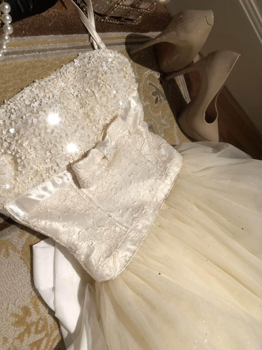 Cute A Line Spaghetti Strap White Beaded Layered Tulle Homecoming Dress Birthday Dress SH2980