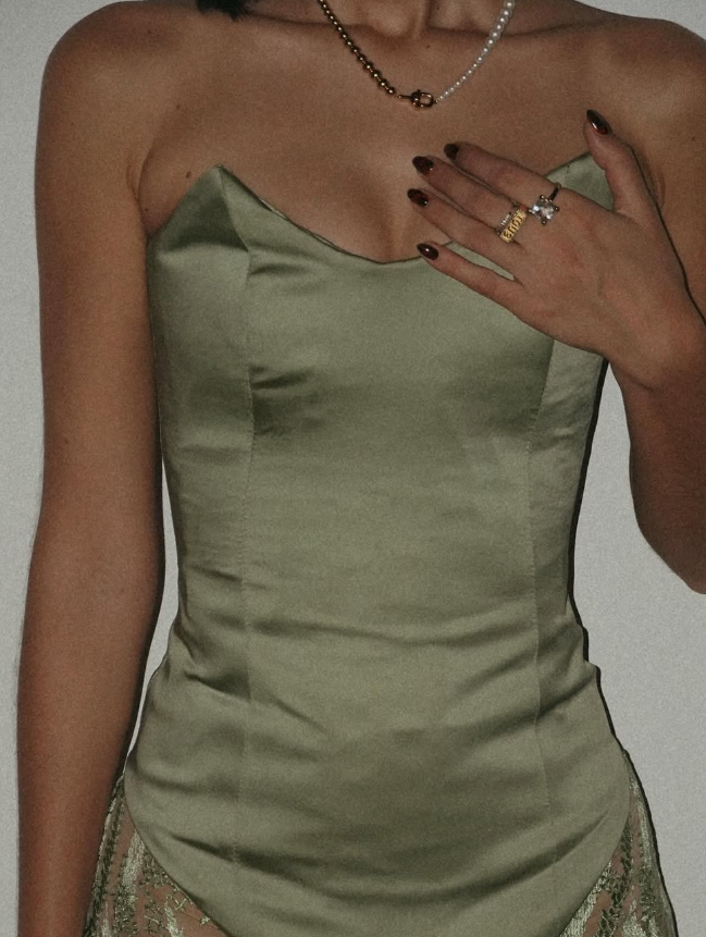 Charming A Line Strapless Green Satin Tulle Prom Dress Evening Dress SH2134