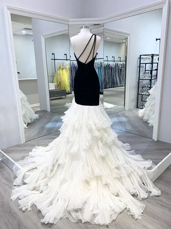 Black Beading Elegant Fashion Long Tulle White Trailing Ball Gown Evening Dress Wedding Dress gh4229