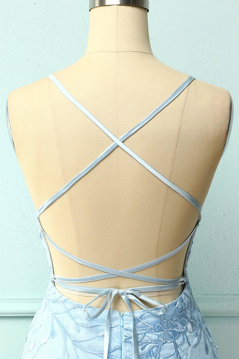 Light Blue Tight Homecoming Dress With Appliques