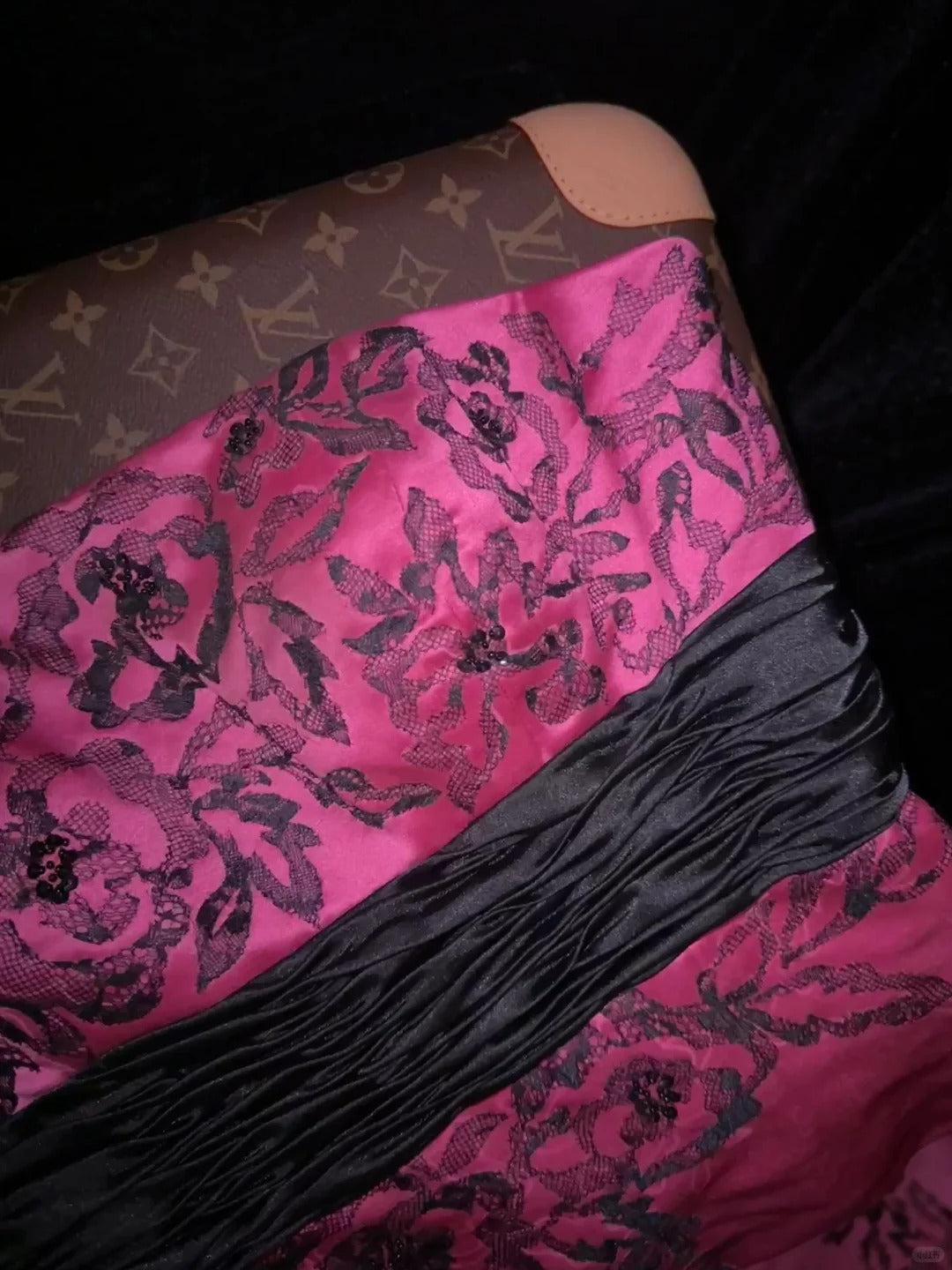 Pink floral long satin ball gown evening party dress gh4422