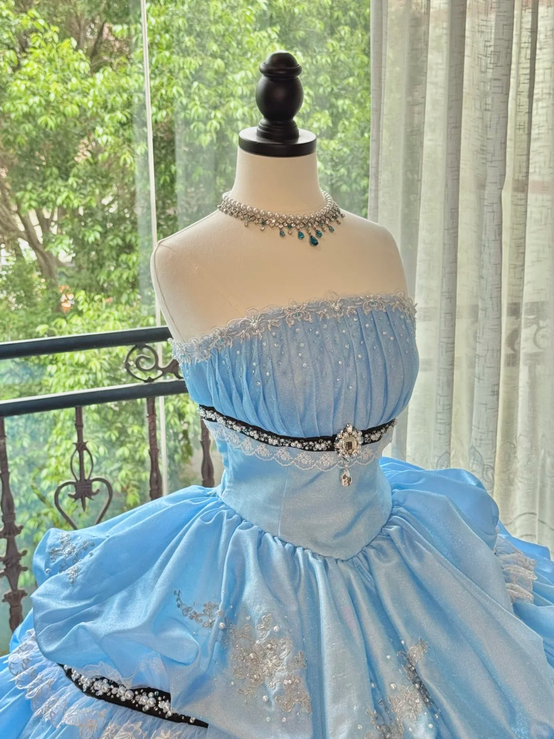 Blue Gorgeous Elegant Sweet Long Tulle Quinceanera Dresses Ball Gown Graduation Dress Princess gh5004