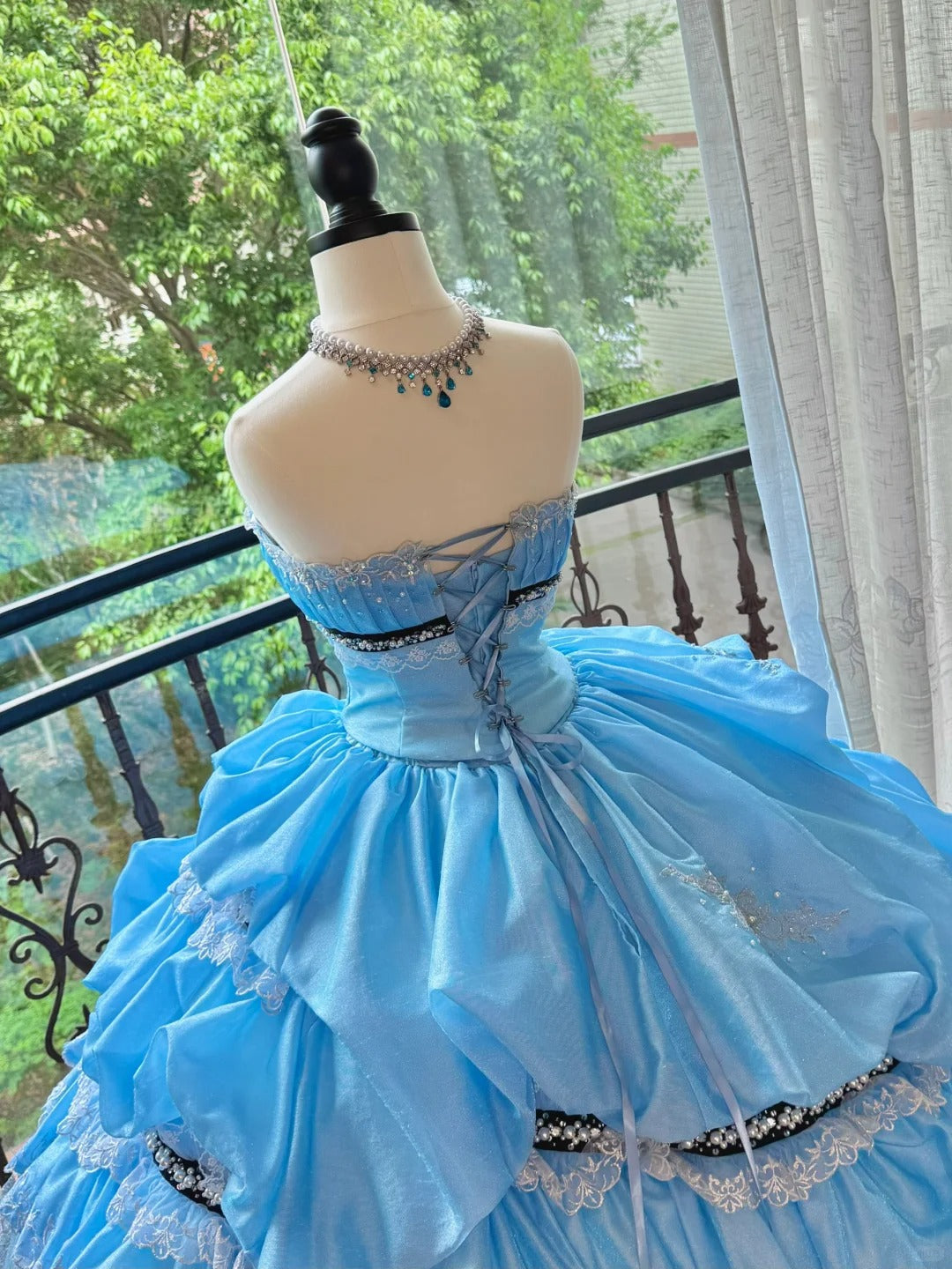 Blue Gorgeous Elegant Sweet Long Tulle Quinceanera Dresses Ball Gown Graduation Dress Princess gh5004