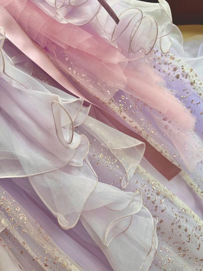 preppydressess-Quinceanera Dresses Pink Purple Gorgeous Elegant Shiny Floral Sequin Long Tulle Prom Dress Graduation Dress gh5001