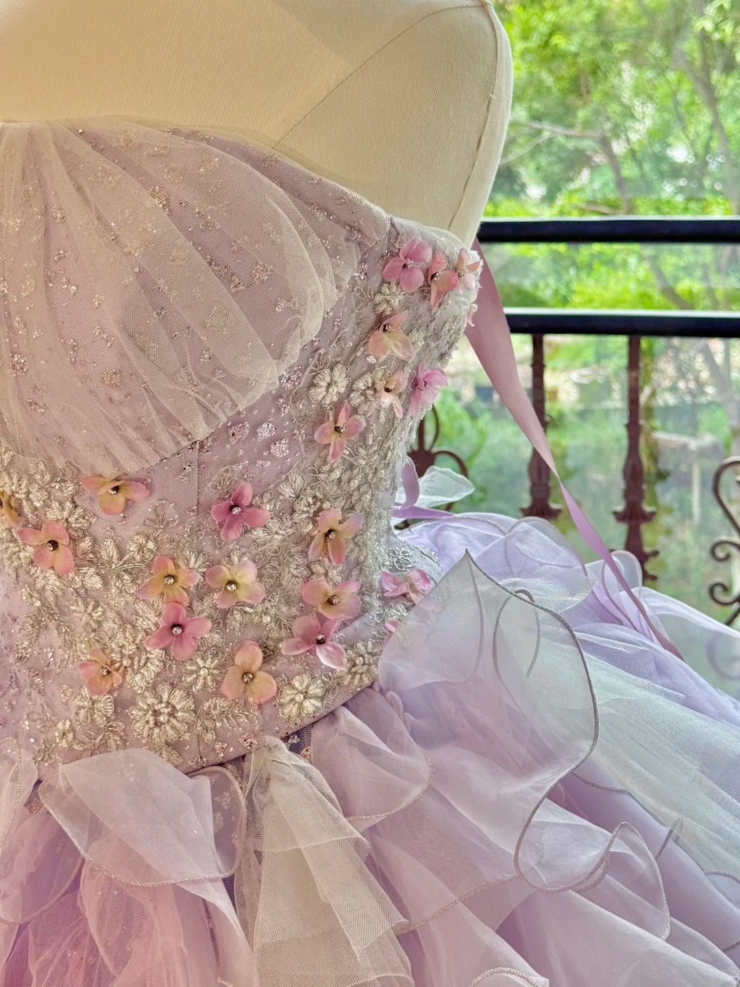 preppydressess-Quinceanera Dresses Pink Purple Gorgeous Elegant Shiny Floral Sequin Long Tulle Prom Dress Graduation Dress gh5001