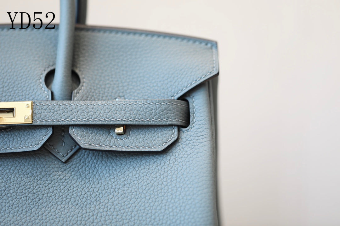 H BIRKIN 25 TOGO STONE BLUE  GOLD HARDWARE 25CM