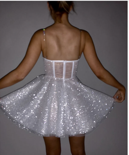 Sparkly White Sweetheart Neck Short Graduation Homecoming Dress Mini Cocktail Dress 18th Birthday Dress S930