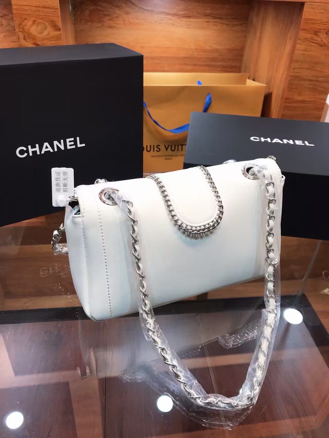 CHANEL Lambskin Mini Madison Flap White